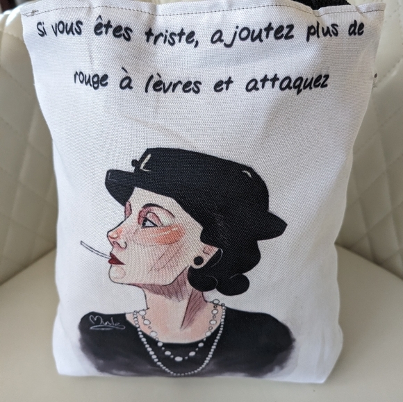 Coco quote Tote. " When you get sad, put on some red lipstick and then attack" - Picture 2 of 4